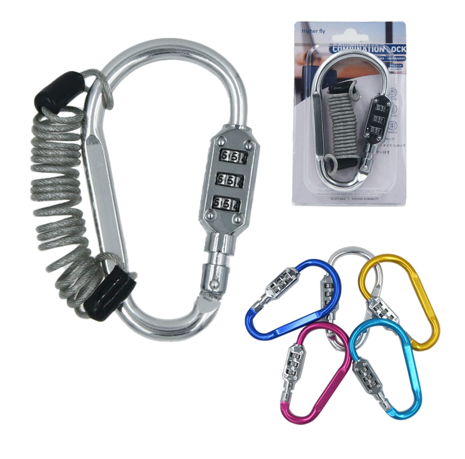 Amazon.co.jp: ヘルメットロックワイヤー 大型万能カラビナロック付き